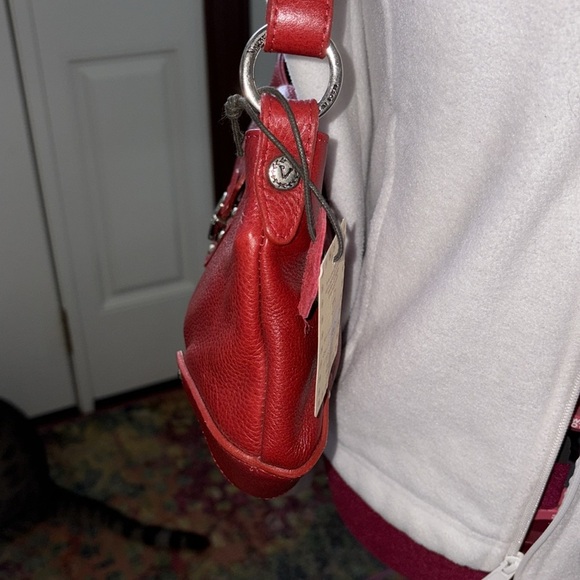 Valentina  leather convertible bag shoulder or Crossbody bag  Red/Silvertone NWT - Picture 6 of 16